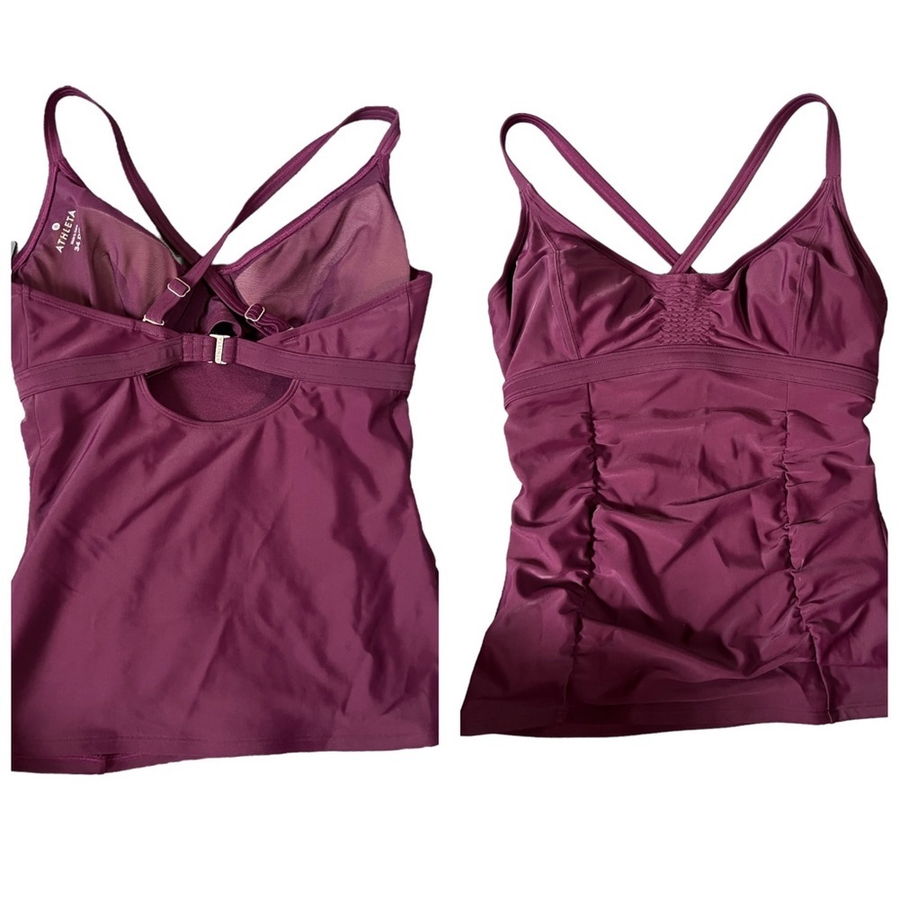 NWOT Athleta Purple Smocked Quick Dri Tankini Swim Top